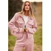 imagePRETTYGARDEN Womens 2025 Winter 2 Piece Outfit Tracksuit Long Sleeve Button Down Shacket Jacket Pockets Long Pants Casual SetPink