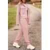 imagePRETTYGARDEN Womens 2025 Winter 2 Piece Outfit Tracksuit Long Sleeve Button Down Shacket Jacket Pockets Long Pants Casual SetPink
