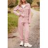 imagePRETTYGARDEN Womens 2025 Winter 2 Piece Outfit Tracksuit Long Sleeve Button Down Shacket Jacket Pockets Long Pants Casual SetPink