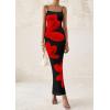 imagePRETTYGARDEN Womens Floral Maxi Dresses Summer 2025 Sexy Spaghetti Strap Slip Party Long Bodycon Mesh DressBlack