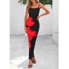imagePRETTYGARDEN Womens Floral Maxi Dresses Summer 2025 Sexy Spaghetti Strap Slip Party Long Bodycon Mesh DressFloral Black Red