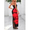 imagePRETTYGARDEN Womens Floral Maxi Dresses Summer 2025 Sexy Spaghetti Strap Slip Party Long Bodycon Mesh DressFloral Black Red