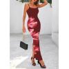 imagePRETTYGARDEN Womens Floral Maxi Dresses Summer 2025 Sexy Spaghetti Strap Slip Party Long Bodycon Mesh DressFloral Wine Red