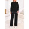 imagePRETTYGARDEN Womens Winter Two Piece Matching Sweater Lounge Sets Knit Long Sleeve Pullover Tops Wide Leg Pants TracksuitsBlack