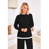 imagePRETTYGARDEN Womens Winter Two Piece Matching Sweater Lounge Sets Knit Long Sleeve Pullover Tops Wide Leg Pants TracksuitsBlack