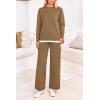 imagePRETTYGARDEN Womens Winter Two Piece Matching Sweater Lounge Sets Knit Long Sleeve Pullover Tops Wide Leg Pants TracksuitsCamel