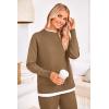 imagePRETTYGARDEN Womens Winter Two Piece Matching Sweater Lounge Sets Knit Long Sleeve Pullover Tops Wide Leg Pants TracksuitsCamel