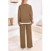 imagePRETTYGARDEN Womens Winter Two Piece Matching Sweater Lounge Sets Knit Long Sleeve Pullover Tops Wide Leg Pants TracksuitsCamel