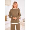imagePRETTYGARDEN Womens Winter Two Piece Matching Sweater Lounge Sets Knit Long Sleeve Pullover Tops Wide Leg Pants TracksuitsCamel