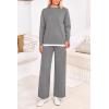 imagePRETTYGARDEN Womens Winter Two Piece Matching Sweater Lounge Sets Knit Long Sleeve Pullover Tops Wide Leg Pants TracksuitsGrey