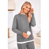 imagePRETTYGARDEN Womens Winter Two Piece Matching Sweater Lounge Sets Knit Long Sleeve Pullover Tops Wide Leg Pants TracksuitsGrey