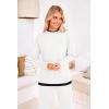 imagePRETTYGARDEN Womens Winter Two Piece Matching Sweater Lounge Sets Knit Long Sleeve Pullover Tops Wide Leg Pants TracksuitsWhite