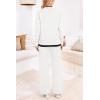 imagePRETTYGARDEN Womens Winter Two Piece Matching Sweater Lounge Sets Knit Long Sleeve Pullover Tops Wide Leg Pants TracksuitsWhite