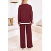 imagePRETTYGARDEN Womens Winter Two Piece Matching Sweater Lounge Sets Knit Long Sleeve Pullover Tops Wide Leg Pants TracksuitsWine Red