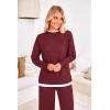 imagePRETTYGARDEN Womens Winter Two Piece Matching Sweater Lounge Sets Knit Long Sleeve Pullover Tops Wide Leg Pants TracksuitsWine Red