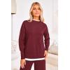 imagePRETTYGARDEN Womens Winter Two Piece Matching Sweater Lounge Sets Knit Long Sleeve Pullover Tops Wide Leg Pants TracksuitsWine Red