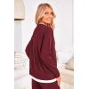 imagePRETTYGARDEN Womens Winter Two Piece Matching Sweater Lounge Sets Knit Long Sleeve Pullover Tops Wide Leg Pants TracksuitsWine Red