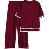 imagePRETTYGARDEN Two Piece Sets for Women 2025 Summer Spring Casual Sweater Knit Lounge Travel Matching Outfits ClothingWine Red