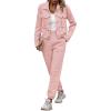 imagePRETTYGARDEN Womens 2025 Winter 2 Piece Outfit Tracksuit Long Sleeve Button Down Shacket Jacket Pockets Long Pants Casual SetPink
