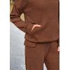 imagePRETTYGARDEN Womens 2 Piece Lounge Sets 2025 Fall Knitted Hoodie Pullover Tops Cargo Pants Matching Outfits TracksuitsBrown