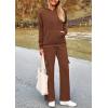 imagePRETTYGARDEN Womens 2 Piece Lounge Sets 2025 Fall Knitted Hoodie Pullover Tops Cargo Pants Matching Outfits TracksuitsBrown