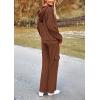 imagePRETTYGARDEN Womens 2 Piece Lounge Sets 2025 Fall Knitted Hoodie Pullover Tops Cargo Pants Matching Outfits TracksuitsBrown