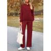 imagePRETTYGARDEN Womens 2 Piece Lounge Sets 2025 Fall Knitted Hoodie Pullover Tops Cargo Pants Matching Outfits TracksuitsWine Red