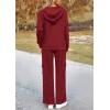 imagePRETTYGARDEN Womens 2 Piece Lounge Sets 2025 Fall Knitted Hoodie Pullover Tops Cargo Pants Matching Outfits TracksuitsWine Red