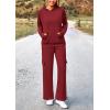 imagePRETTYGARDEN Womens 2 Piece Lounge Sets 2025 Fall Knitted Hoodie Pullover Tops Cargo Pants Matching Outfits TracksuitsWine Red
