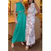 imagePRETTYGARDEN Womens 2 Piece Outfits 2025 Summer Casual Sleeveless Mock Neck Crop Tops Wide Leg Pants SetBlue Green