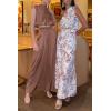 imagePRETTYGARDEN Womens 2 Piece Outfits 2025 Summer Casual Sleeveless Mock Neck Crop Tops Wide Leg Pants SetCoffee