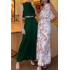 imagePRETTYGARDEN Womens 2 Piece Outfits 2025 Summer Casual Sleeveless Mock Neck Crop Tops Wide Leg Pants SetDark Green