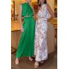 imagePRETTYGARDEN Womens 2 Piece Outfits 2025 Summer Casual Sleeveless Mock Neck Crop Tops Wide Leg Pants SetGreen
