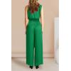 imagePRETTYGARDEN Womens 2 Piece Outfits 2025 Summer Casual Sleeveless Mock Neck Crop Tops Wide Leg Pants SetGreen