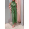 imagePRETTYGARDEN Womens 2 Piece Outfits 2025 Summer Casual Sleeveless Mock Neck Crop Tops Wide Leg Pants SetLight Green