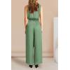 imagePRETTYGARDEN Womens 2 Piece Outfits 2025 Summer Casual Sleeveless Mock Neck Crop Tops Wide Leg Pants SetLight Green