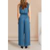 imagePRETTYGARDEN Womens 2 Piece Outfits 2025 Summer Casual Sleeveless Mock Neck Crop Tops Wide Leg Pants SetLight Lake Blue
