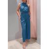 imagePRETTYGARDEN Womens 2 Piece Outfits 2025 Summer Casual Sleeveless Mock Neck Crop Tops Wide Leg Pants SetLight Lake Blue