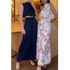 imagePRETTYGARDEN Womens 2 Piece Outfits 2025 Summer Casual Sleeveless Mock Neck Crop Tops Wide Leg Pants SetNavy