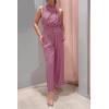 imagePRETTYGARDEN Womens 2 Piece Outfits 2025 Summer Casual Sleeveless Mock Neck Crop Tops Wide Leg Pants SetPink