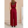 imagePRETTYGARDEN Womens 2 Piece Outfits 2025 Summer Casual Sleeveless Mock Neck Crop Tops Wide Leg Pants SetRed