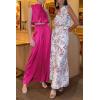 imagePRETTYGARDEN Womens 2 Piece Outfits 2025 Summer Casual Sleeveless Mock Neck Crop Tops Wide Leg Pants SetRose Red
