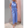 imagePRETTYGARDEN Womens 2 Piece Outfits 2025 Summer Casual Sleeveless Mock Neck Crop Tops Wide Leg Pants SetSky Blue
