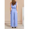 imagePRETTYGARDEN Womens 2 Piece Outfits 2025 Summer Casual Sleeveless Mock Neck Crop Tops Wide Leg Pants SetSky Blue