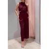 imagePRETTYGARDEN Womens 2 Piece Outfits 2025 Summer Casual Sleeveless Mock Neck Crop Tops Wide Leg Pants SetWine Red