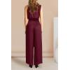 imagePRETTYGARDEN Womens 2 Piece Outfits 2025 Summer Casual Sleeveless Mock Neck Crop Tops Wide Leg Pants SetWine Red