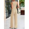 imagePRETTYGARDEN Spring Two Piece Sets For Women 2025 Ribbed Knit Crew Neck Sleeveless Tank Tops Wide Leg Pants Casual Lounge SetApricot