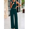 imagePRETTYGARDEN Spring Two Piece Sets For Women 2025 Ribbed Knit Crew Neck Sleeveless Tank Tops Wide Leg Pants Casual Lounge SetLake Blue