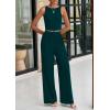 imagePRETTYGARDEN Spring Two Piece Sets For Women 2025 Ribbed Knit Crew Neck Sleeveless Tank Tops Wide Leg Pants Casual Lounge SetLake Blue
