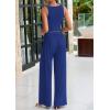 imagePRETTYGARDEN Spring Two Piece Sets For Women 2025 Ribbed Knit Crew Neck Sleeveless Tank Tops Wide Leg Pants Casual Lounge SetRoyal Blue